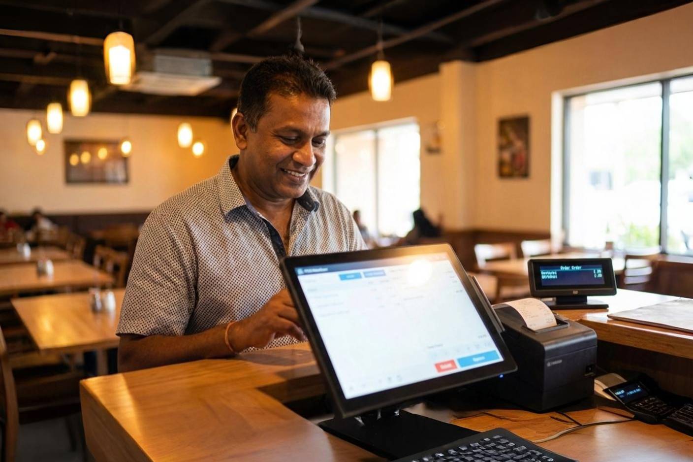 Flowleep POS system in a restaurant or café environment